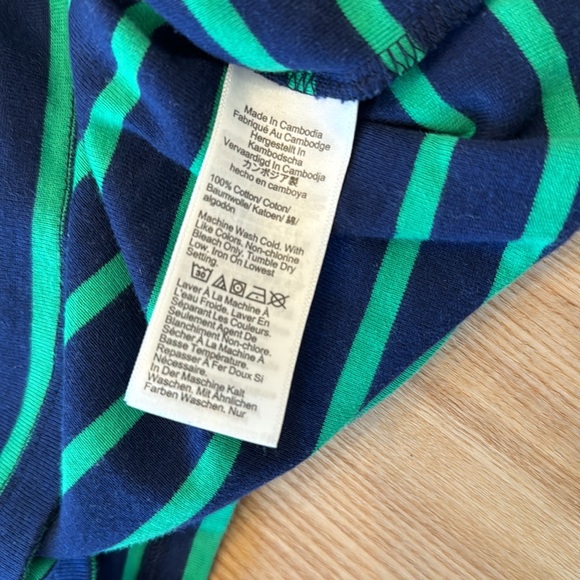 J Crew Perfect Fit Elbow Length Tee Navy/Green stripe - Picture 5 of 7